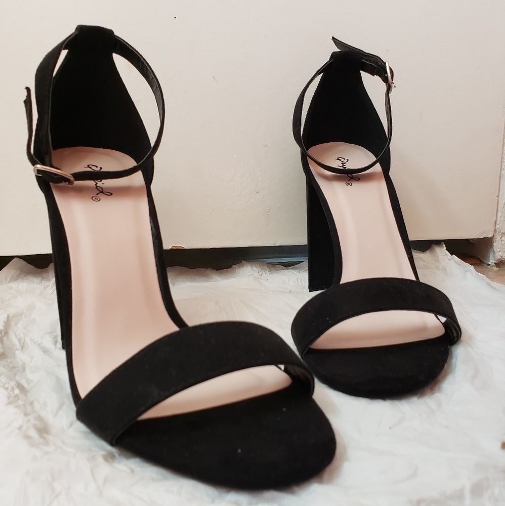 Black Suede Block Heels